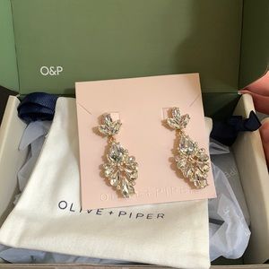 Olive and Piper Dakota Drop Gold Crystal Earrings